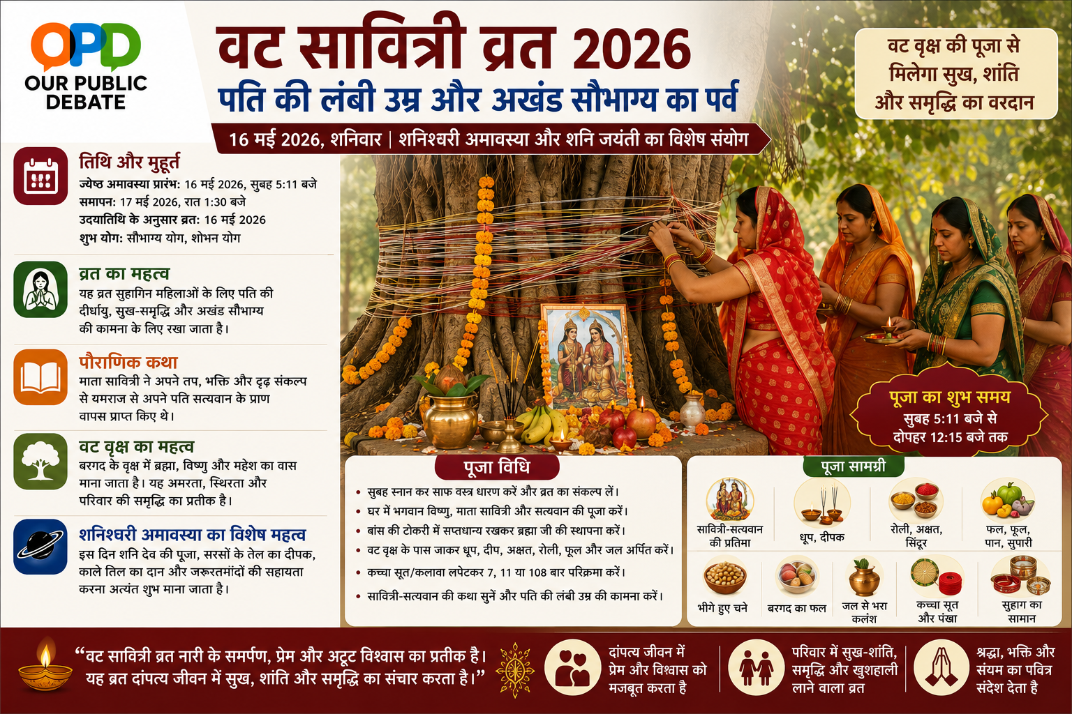 साल 2026 में वट सावित्री व्रत 16 मई, शनिवार को मनाया जाएगा।