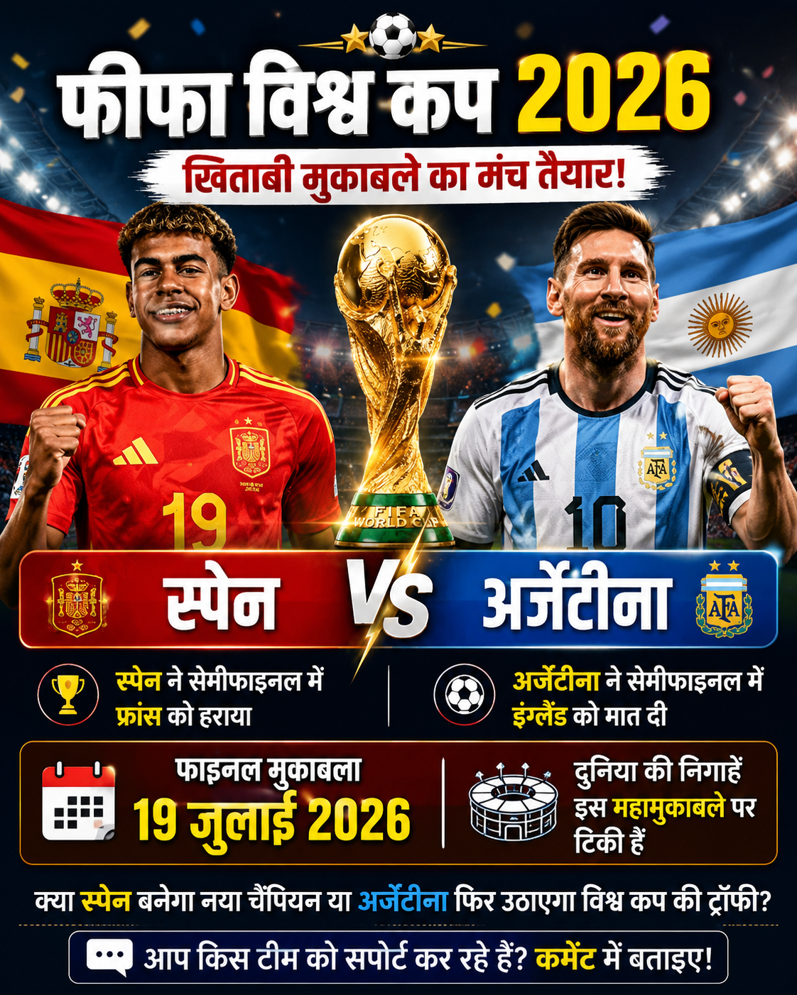 फीफा विश्व कप 2026 का रोमांच चरम पर, फाइनल की जंग हुई बेहद दिलचस्प